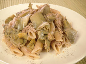 pennette con carciofi e tonno